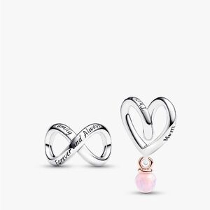Pandora Silver and Pink Heart Infinity Ring